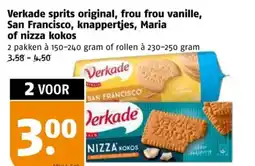 Poiesz Verkade sprits original, frou frou vanille, San Francisco, knappertjes, Maria of nizza kokos aanbieding