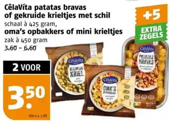 Poiesz CêlaVíta patatas bravas of gekruide krieltjes met schil oma's opbakkers of mini krieltjes aanbieding