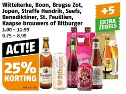 Poiesz Wittekerke, Boon, Brugse Zot, Jopen, Straffe Hendrik, Seefs, Benediktiner, St. Feuillien, Kaapse brouwers of Bitburger aanbieding