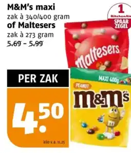 Poiesz M&M's maxi of Maltesers aanbieding