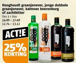 Poiesz Hooghoudt graanjenever, jonge dubbele graanjenever, kalmoes beerenburg of zachtbitter aanbieding