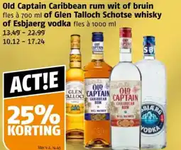 Poiesz Old Captain Caribbean rum wit of bruin of Glen Talloch Schotse whisky of Esbjaerg vodka 2 aanbieding