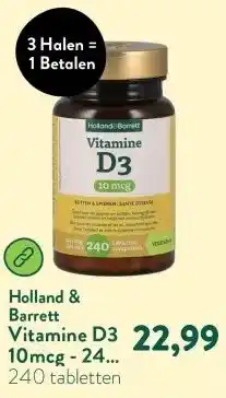 Holland & Barrett Vitamine D3 10mcg - 240 tabletten aanbieding