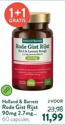 Holland & Barrett Rode Gist Rijst 90mg 2.7mg Monacoline K aanbieding
