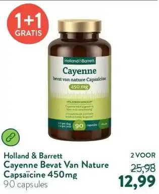 Holland & Barrett Cayenne Bevat Van Nature Capsaïcine 450mg aanbieding