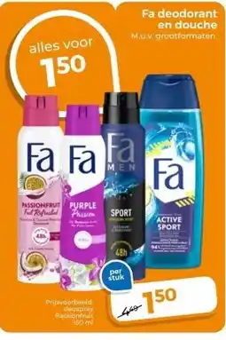 Trekpleister Fa deodorant en douche M.u.v. grootformaten. aanbieding
