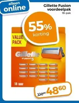 Trekpleister Gillette Fusion voordeelpak 18-pak aanbieding