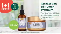 Holland & Barrett 1+1 GRATIS Op alles van De Tuinen Premium Met tarweproteine en keratine voor sterk en glanzend haar. aanbieding
