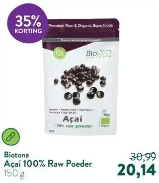 Holland & Barrett Açaí 100% Raw Poeder aanbieding