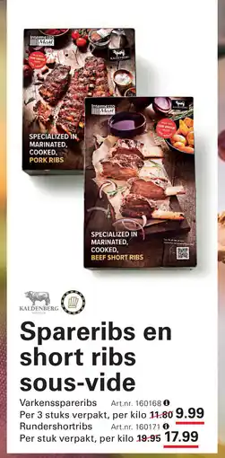 Sligro Spareribs en short ribs sous vide aanbieding
