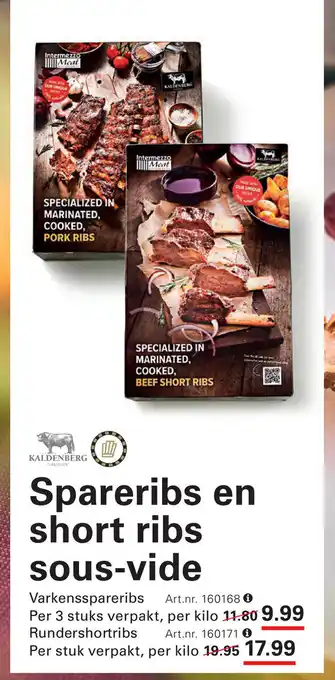 Sligro Spareribs en short ribs sous vide aanbieding