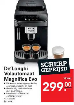 Sligro De'Longhi Volautomaat Magnifica Evo aanbieding