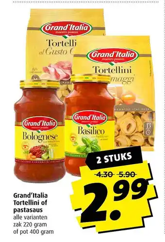 Boni Grand'Italia Tortellini Of Pastasaus aanbieding