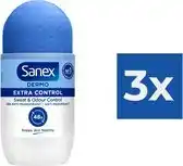 Bol.com Sanex Deo Roller - Dermo Extra Control - 3 x 50 ml aanbieding