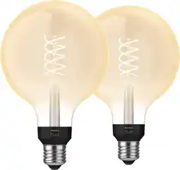 Coolblue Philips Hue Filamentlamp White Globe XL E27 - 2023 - 2-pack aanbieding