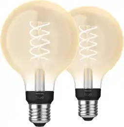 Coolblue Philips Hue Filamentlamp White Globe E27 2-pack aanbieding