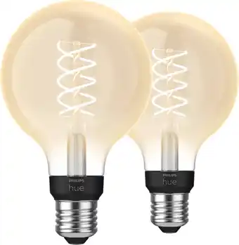Coolblue Philips Hue Filamentlamp White Globe E27 2-pack aanbieding