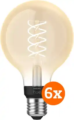 Coolblue Philips Hue Filamentlamp White Globe E27 6-pack aanbieding