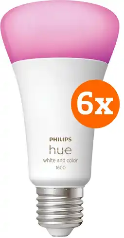 Coolblue Philips Hue White and Color E27 1600lm 6-pack aanbieding