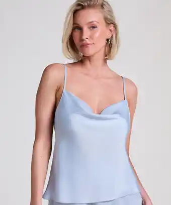 Hunkemoller Hunkemöller Minimal satijnen cami Blauw aanbieding