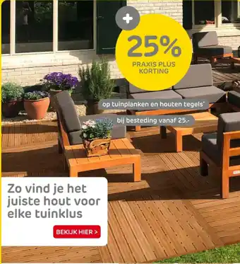 Praxis op tuinplanken en houten tegels aanbieding