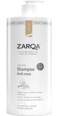 De Online Drogist Zarqa Sensitive Shampoo Anti-Roos 500ML aanbieding