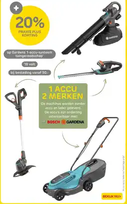 Praxis op Gardena 1 accu systeem tuingereedschap aanbieding
