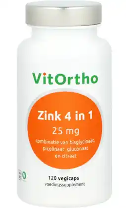 De Online Drogist VitOrtho Zink 4 in 1 Capsules 120VCP aanbieding