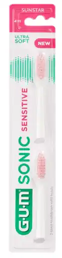 De Online Drogist GUM Sonic Sensitive Opzetborstel 2ST aanbieding