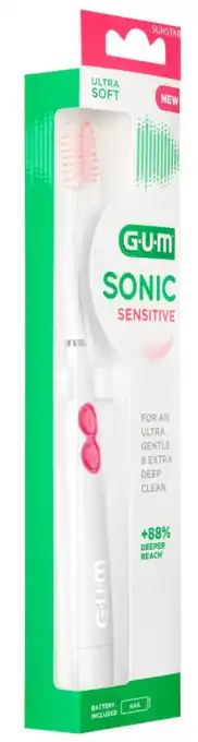 De Online Drogist GUM Sonic Sensitive Batterij Tandenborstel 1ST aanbieding