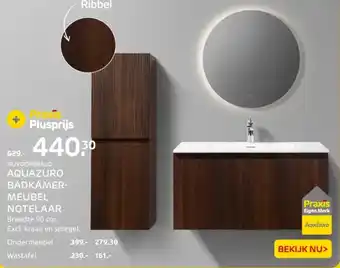 Praxis Aquazuro badkamer meubel notelaar aanbieding