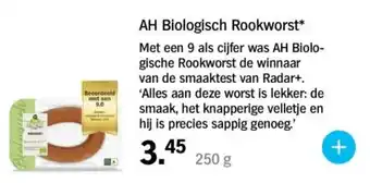 Albert Heijn AH Biologisch Rookworst aanbieding