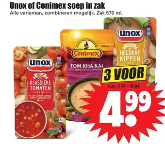 Dirk Unox Of Conimex Soep In Zak 570ml aanbieding