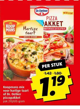 Boni Koopmans Mix Voor Hartige Taart Of Dr. Oetker Pizzapakket aanbieding