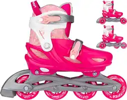 Bol.com Nijdam 3-in-1 Inline Skates Verstelbaar - Floral Switch - Fuchsia/Wit/Roze/Zilvergrijs - 25-28 aanbieding