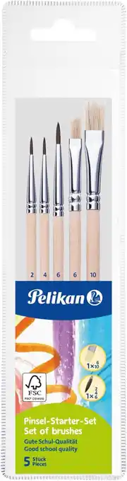 Amazon Pelikan 718163 Startset penselen PI5/SB, geassorteerd, 5 stuks in etui aanbieding