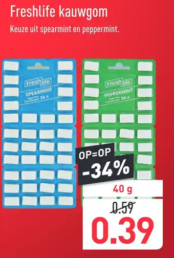 ALDI Freshlife kauwgom 40g aanbieding