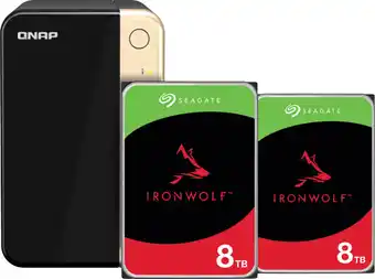 Coolblue QNAP TS-264-8G, Seagate Ironwolf 8TB Duo pack aanbieding