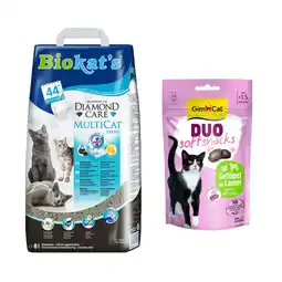 Zooplus 6/8/ of 10 L Biokat's Diamond Care kattenbakvullling + 50 g Duo Soft Snacks Lam & Gevogelte gratis! aanbieding