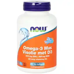 De Online Drogist NOW Omega-3 Max Visolie met D3 Softgels 90SG aanbieding