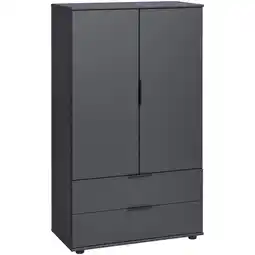 Leen Bakker Kast Lucca 2-deurs - grafietkleur - 140x81x40 cm - Leen Bakker aanbieding