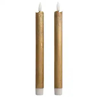 Leen Bakker LED dinerkaarsen goudkleurig 25 cm - 2 stuks - Leen Bakker aanbieding