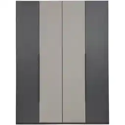 Leen Bakker Kledingkast Milaan 4-deurs - grafiet/kiezel -236x180x58 cm - Leen Bakker aanbieding