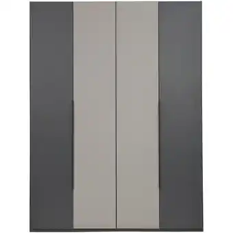 Leen Bakker Kledingkast Milaan 4-deurs - grafiet/kiezel -236x180x58 cm - Leen Bakker aanbieding