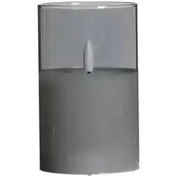 Leen Bakker Led kaars in glas - grijs - 12,5xØ7,5 cm - Leen Bakker aanbieding