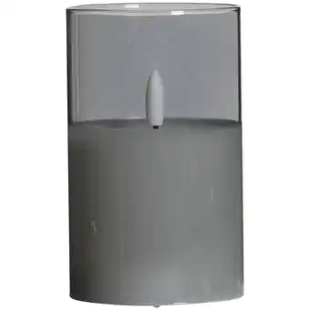 Leen Bakker Led kaars in glas - grijs - 12,5xØ7,5 cm - Leen Bakker aanbieding