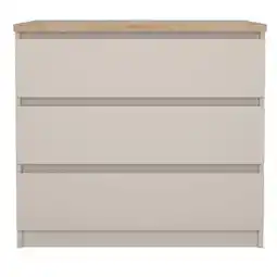 Leen Bakker Ladekast Naia 3 lades - greige/eiken - 70,1x77x50 cm - Leen Bakker aanbieding