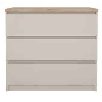 Leen Bakker Ladekast Naia 3 lades - greige/eiken - 70,1x77x50 cm - Leen Bakker aanbieding