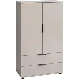 Leen Bakker Kast Lucca 2-deurs - kiezelkleur - 140x81x40 cm - Leen Bakker aanbieding
