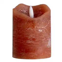Leen Bakker LED kaars rustiek - terra - 10xØ7,6 cm - Leen Bakker aanbieding